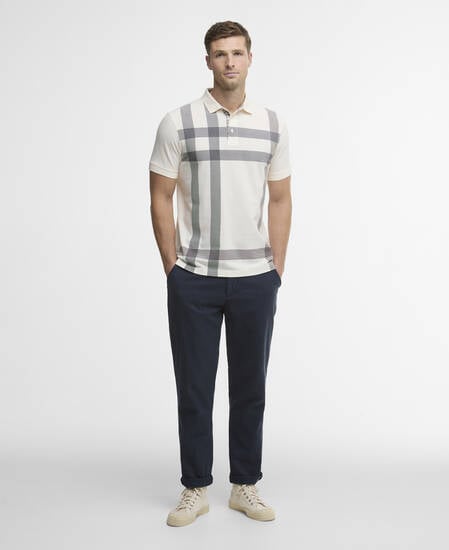 Blaine Tartan Short-Sleeved Polo Shirt Whisper White