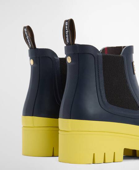 Halton Ankle Wellingtons Navy/Glo Chartruse