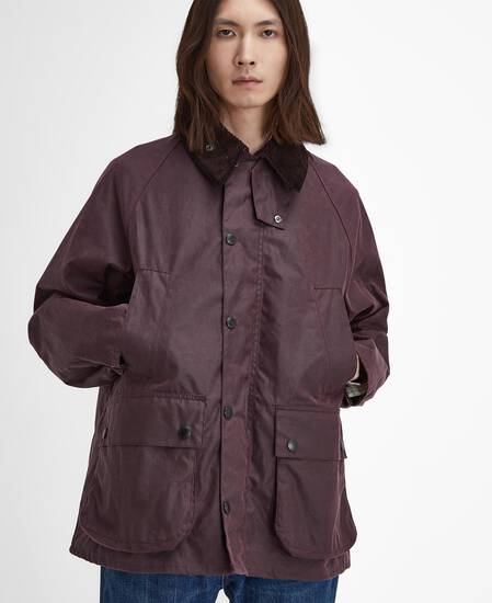 Oversized Bedale Waxed Jacket Bordeaux