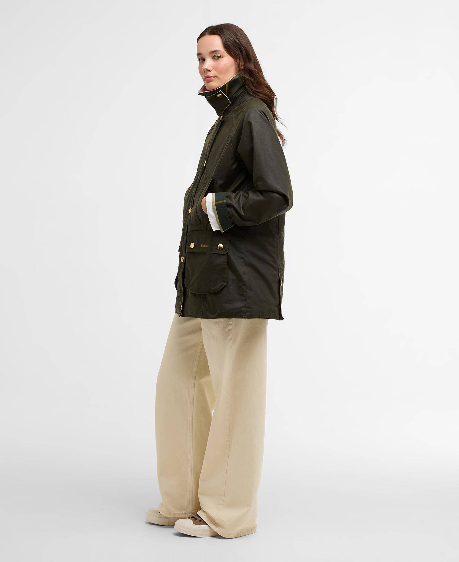 Wachsjacke Modern Beadnell Archive Olive/Ancient/Gardenia image number 1