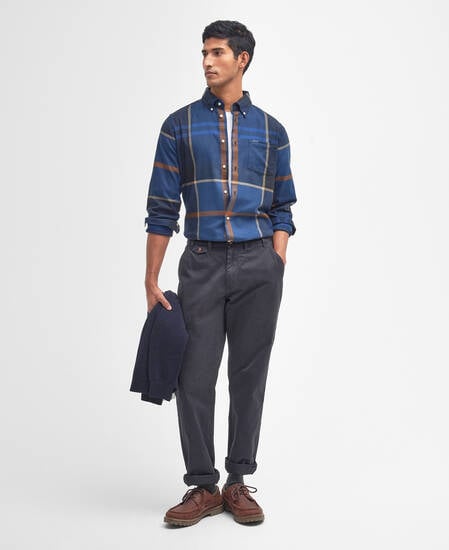 Dunoon Tailored Long-Sleeved Shirt Midnight Tartan