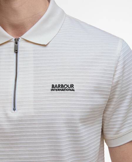 Alfred Jacquard Striped Polo Shirt Whisper White