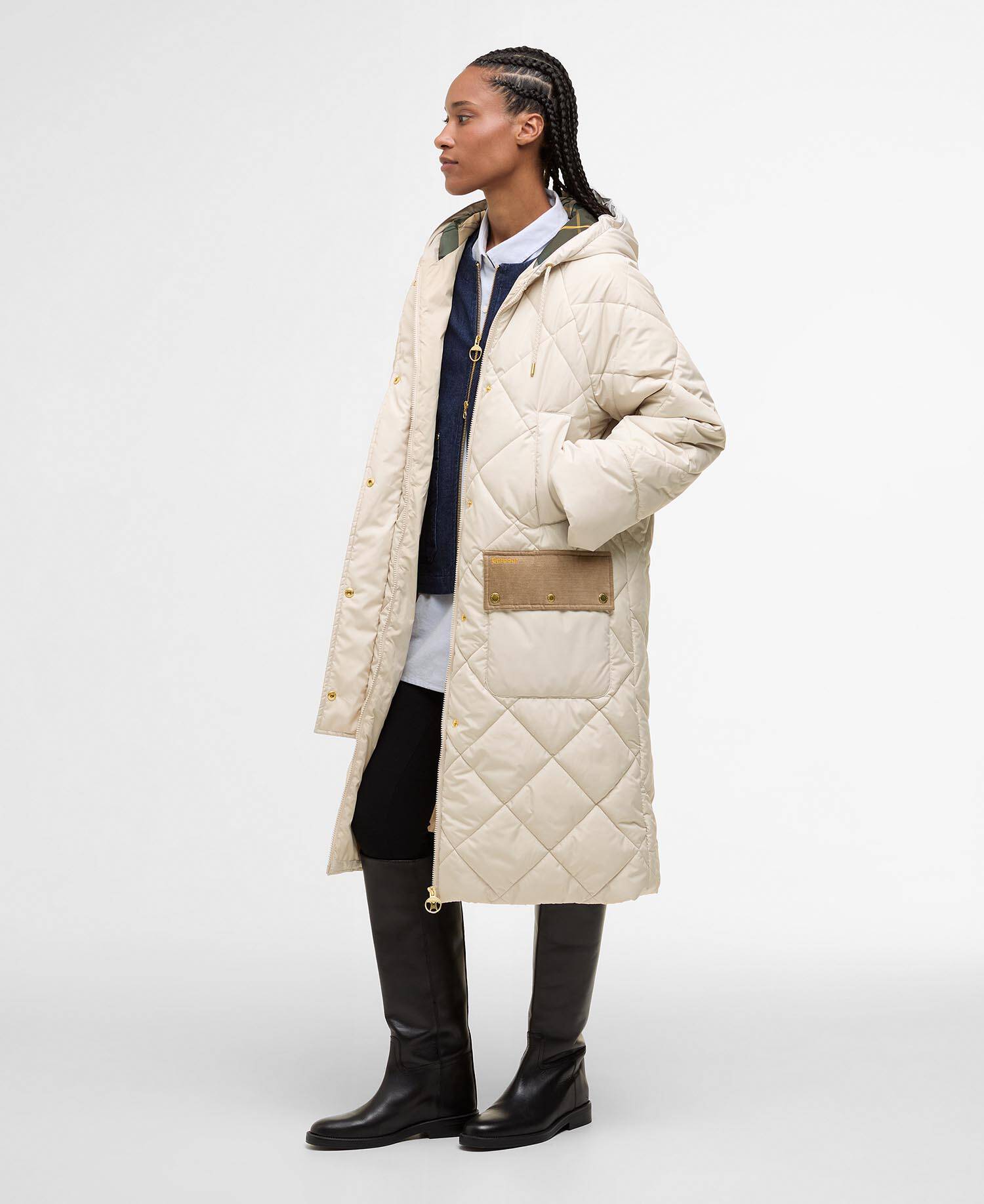 Braidley Quilted Jacket Oatmeal/Ancient Tartan image number 0