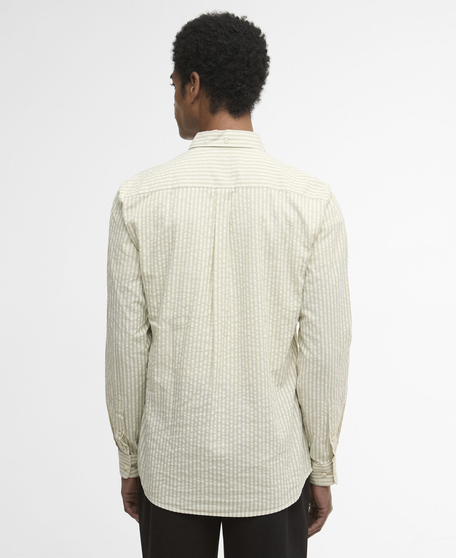 Camicia Cresswell a maniche lunghe in seersucker leggermente aderente Sea Green