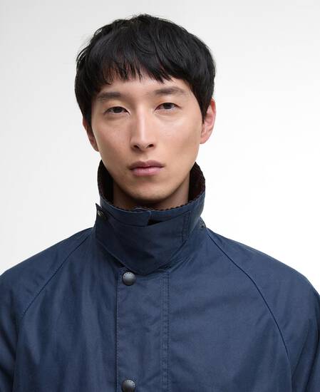 Oversized Bedale Waxed Jacket Washed Cobalt