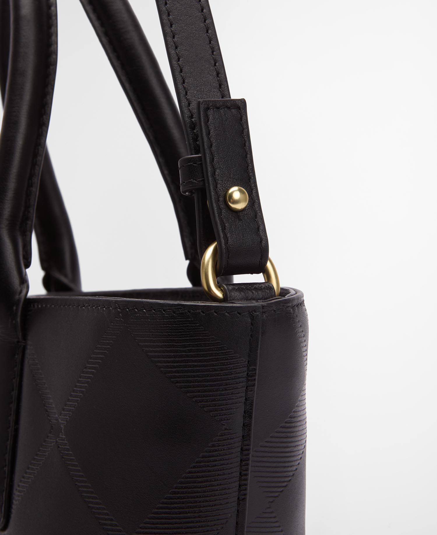 Leder Tote Bag Birch Black/ Deboss Tartan