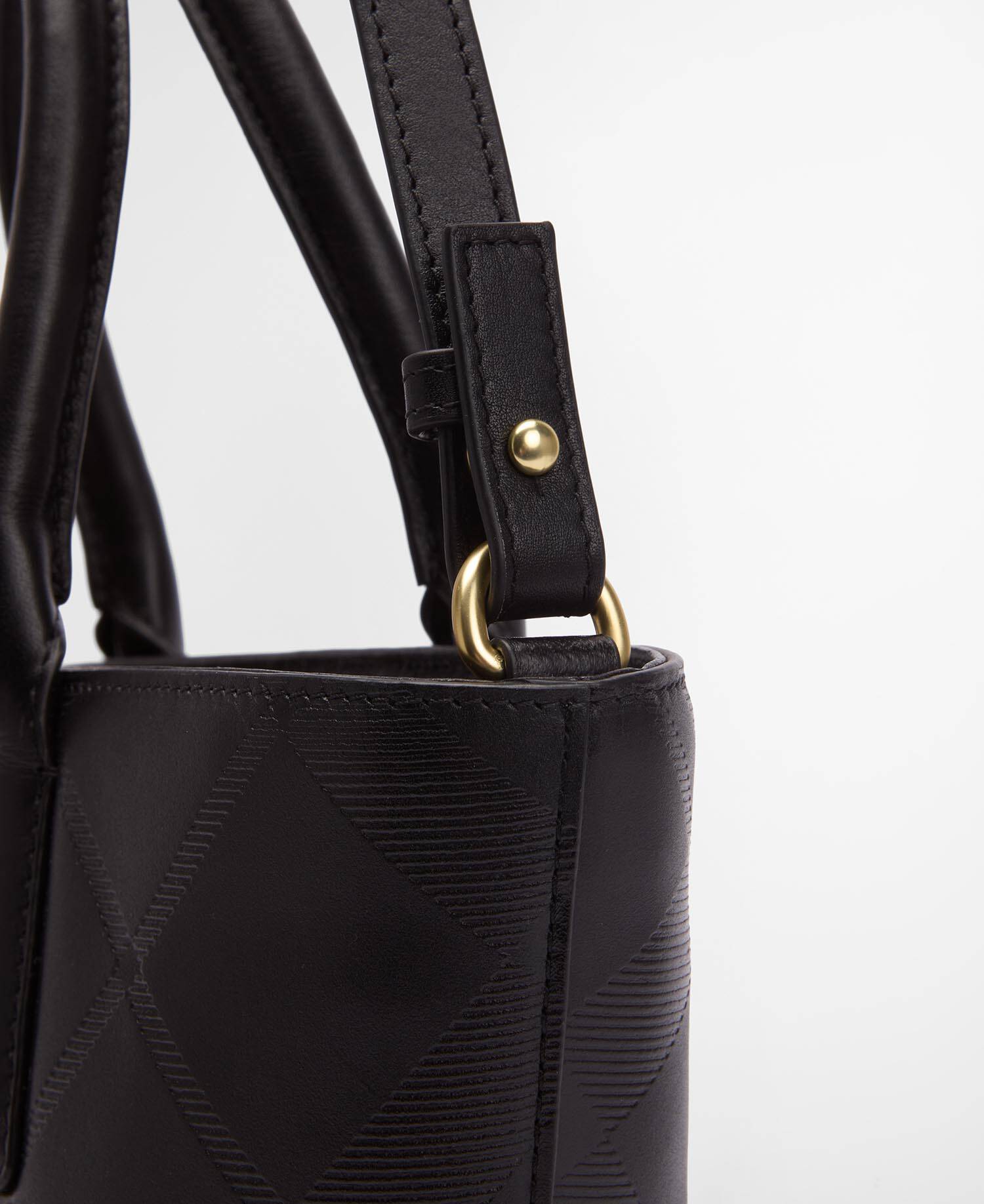 Leder Tote Bag Birch Black/ Deboss Tartan image number 7