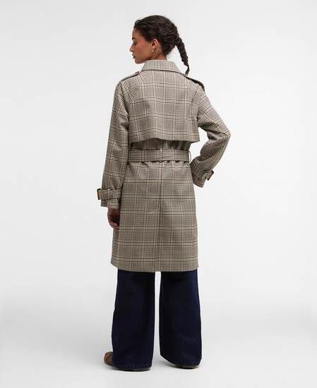 Trenchcoat Maia Check Showerproof Olive Prince Of Wales Check