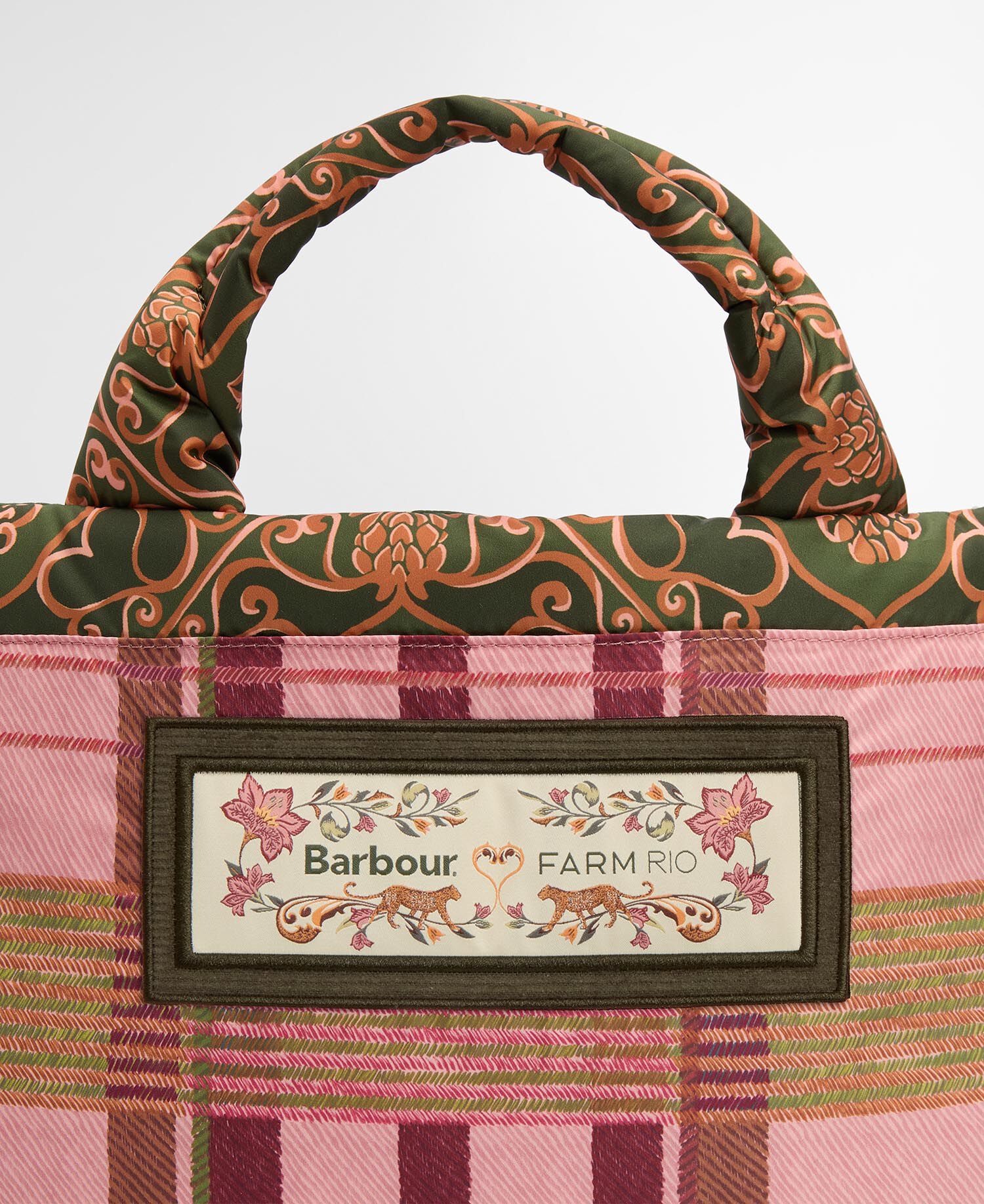 Barbour FARM Rio Maria Clara Tote Bag Pink Tartan
