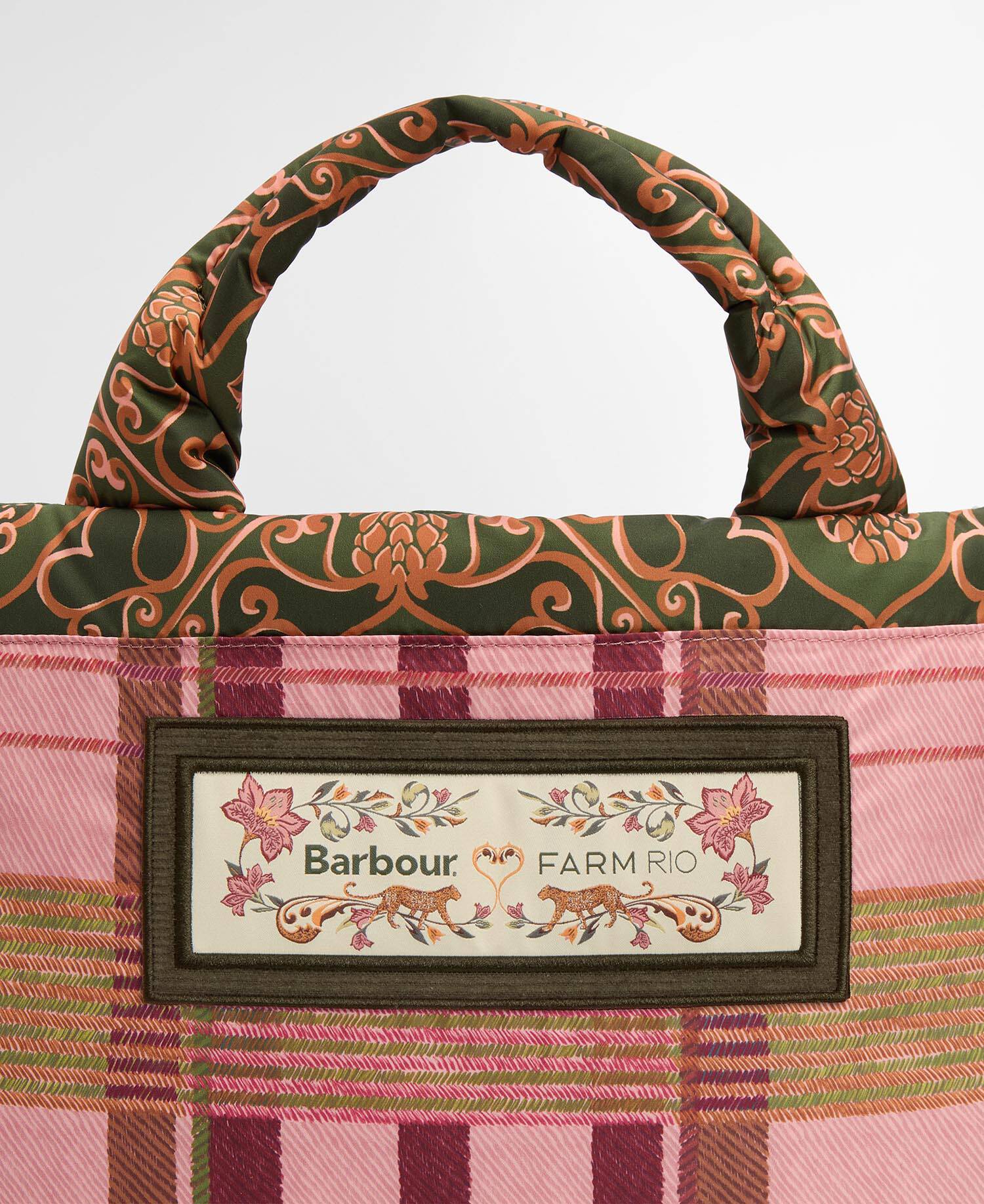 Barbour FARM Rio Maria Clara Tote Bag Pink Tartan image number 3
