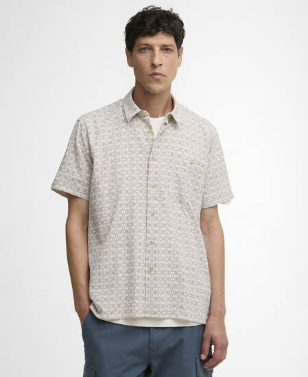 Wildfell Printed Short-Sleeved Relaxed Shirt Neutral