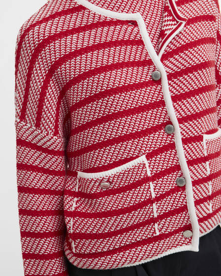 Polly Striped Cardigan Poppy Red Stripe