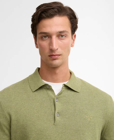 Pima Cotton Knitted Polo Shirt Laurel Green
