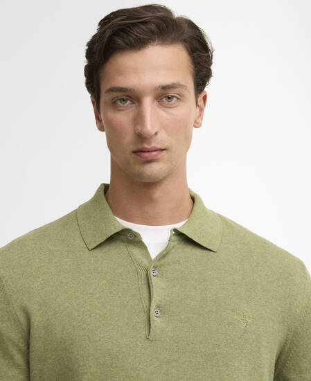 Pima Cotton Knitted Polo Shirt Laurel Green