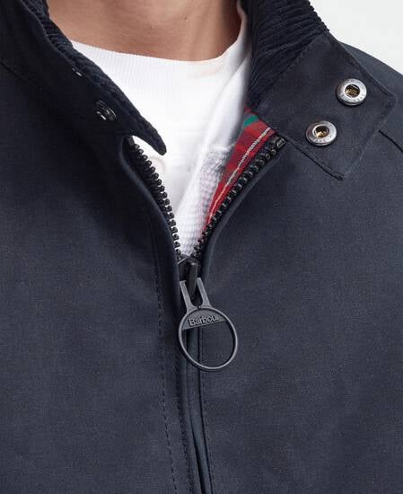 Barbour x Baracuta Porton Waxed Harrington Jacket Navy