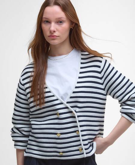 Abby Striped Cardigan Cloud/Navy