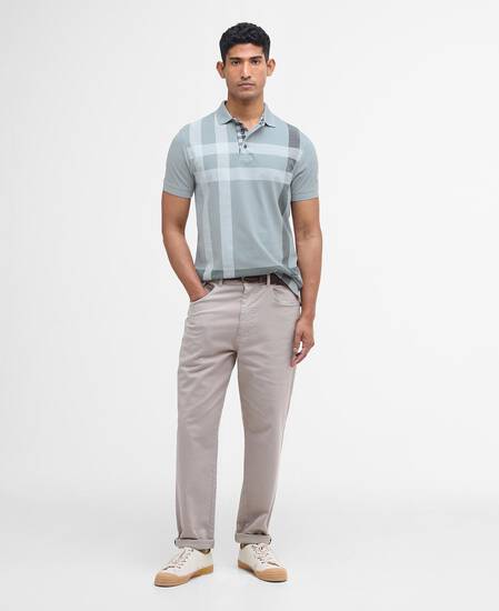 Blaine Tartan Short-Sleeved Polo Shirt Mineral Blue