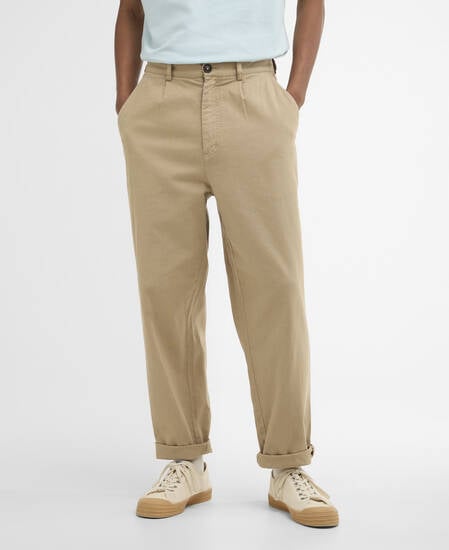 Cotton Linen Relaxed Trouser Washed Stone