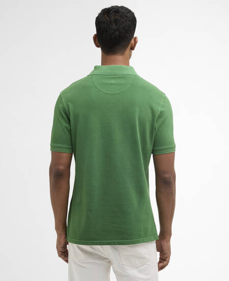 Poloshirt Washed Tartan Tailored Pique Washed Green