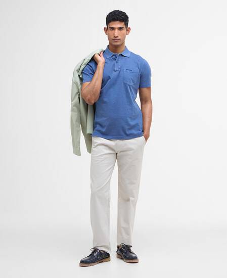 Polo fiammata tinta con pigmenti Dark Denim