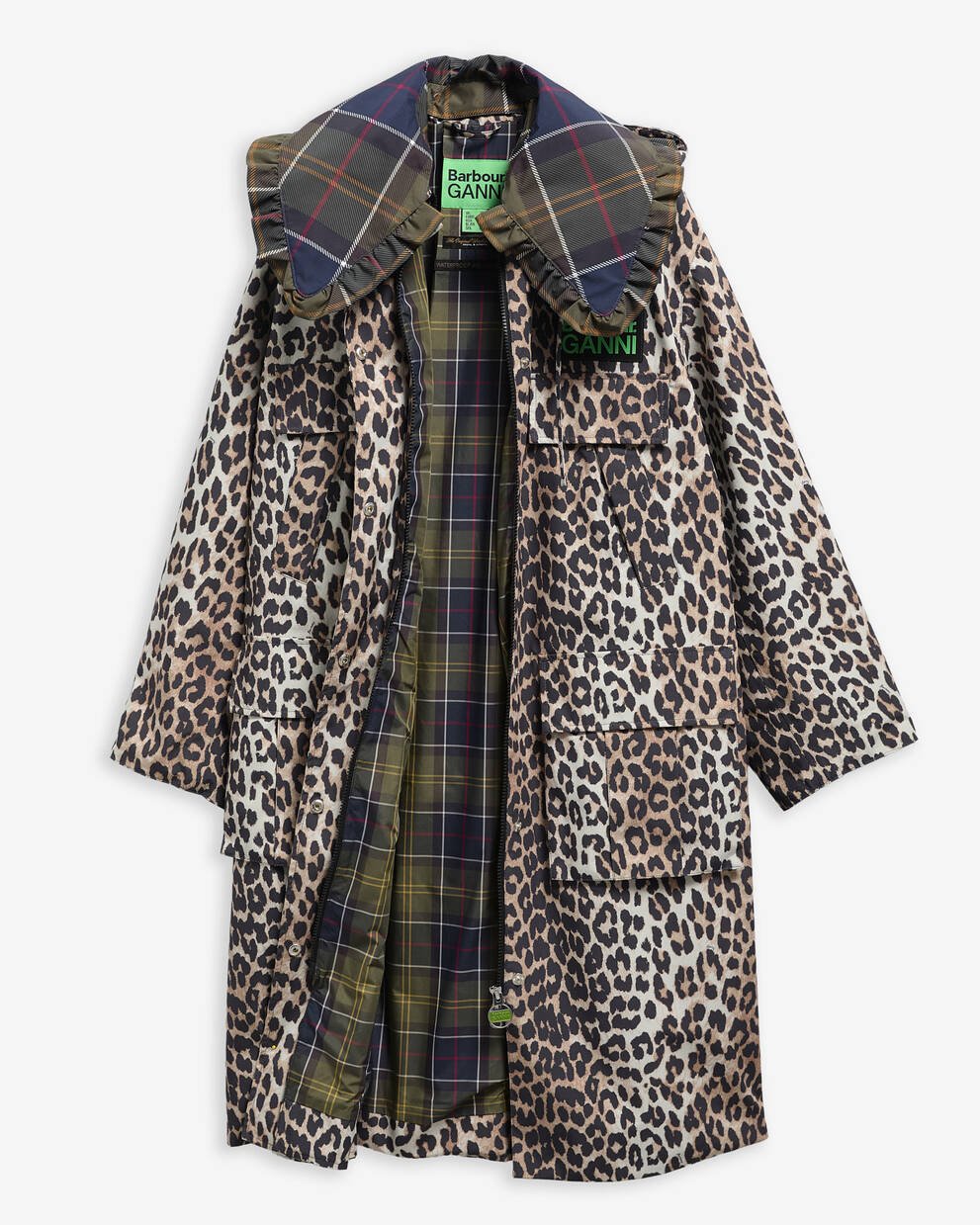 Barbour x GANNI Leopard Print Waterproof Parka Jacket