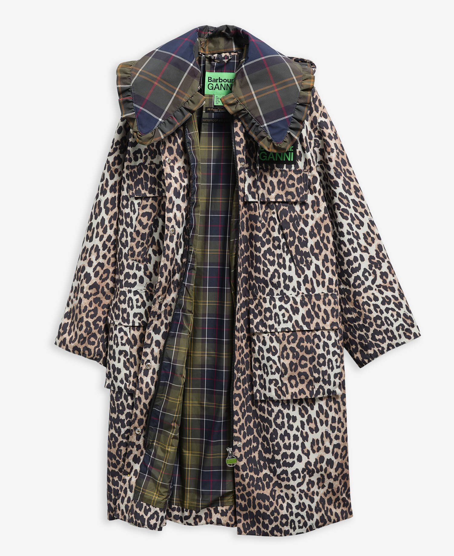 Barbour x GANNI Leopard Print Waterproof Parka Jacket image number 7