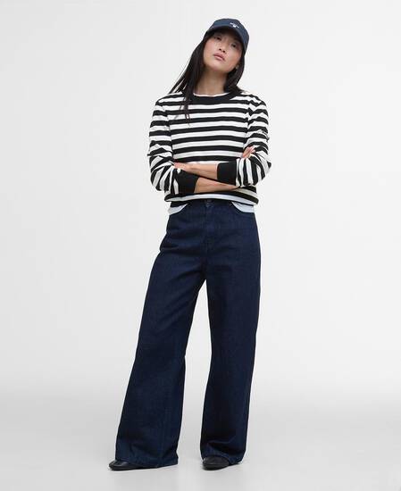 Lois Striped Crew Neck Jumper Cloud/Black Stripe