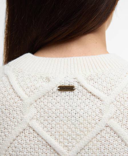 Maglione girocollo Burne con motivo a rombi Ecru