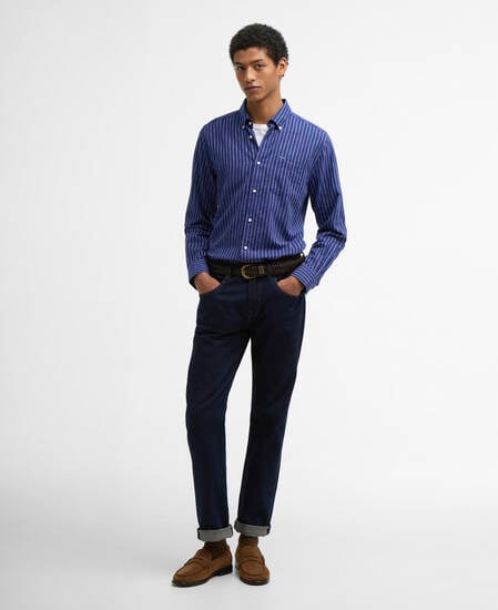 Nelson Striped Long-Sleeved Tailored Shirt Indigo