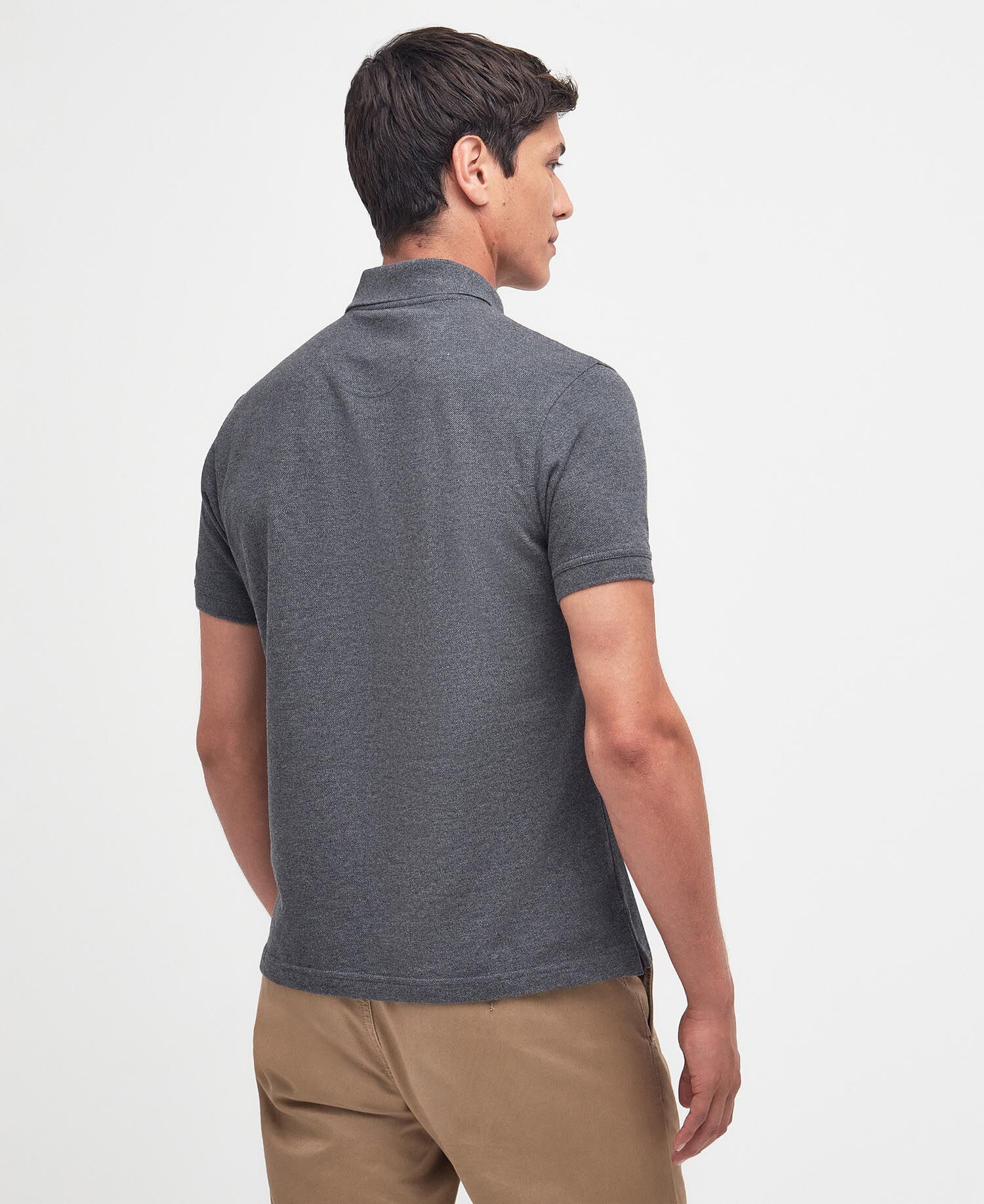 Tartan Pique Polo Shirt Slate Marl