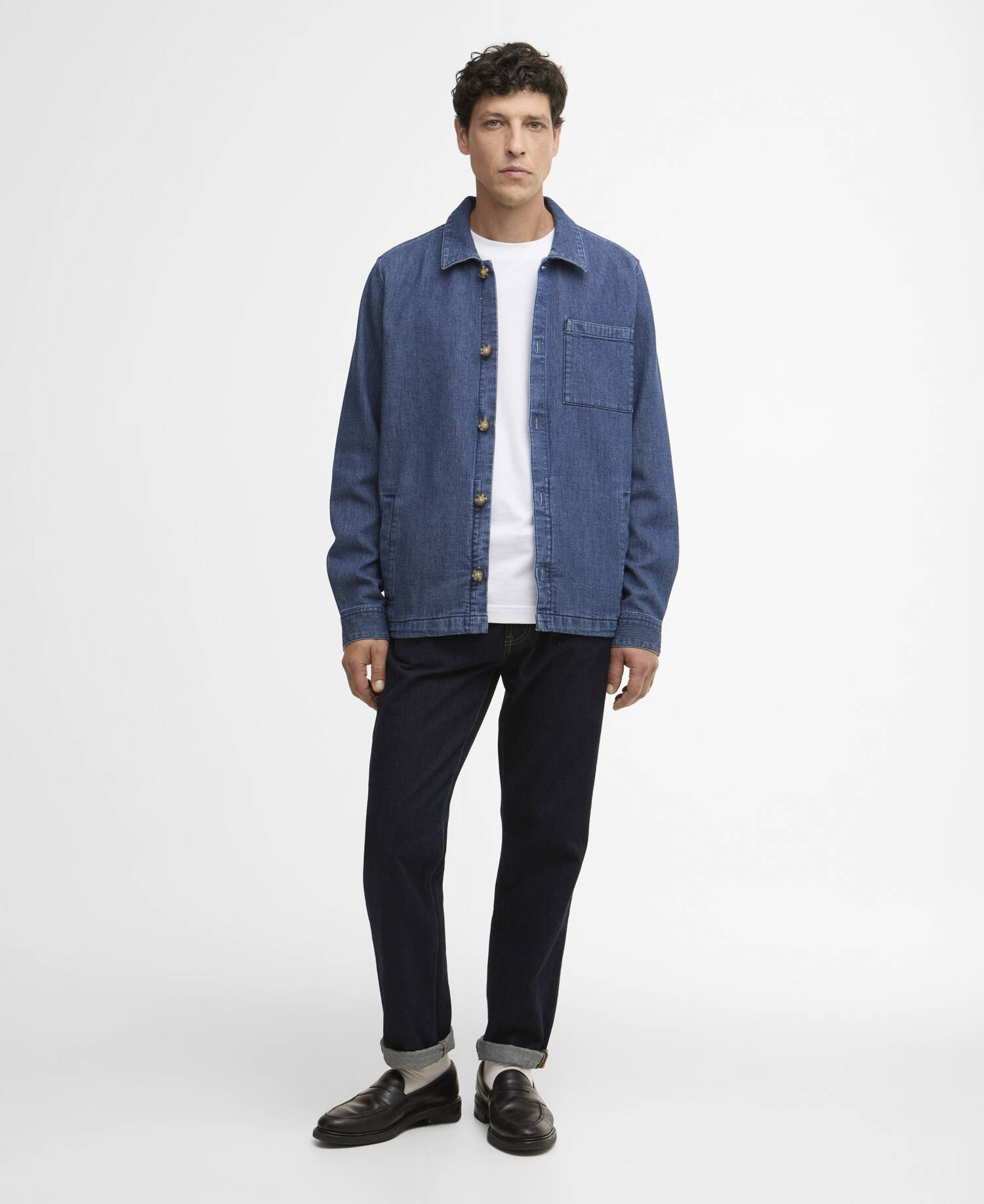 Aickmen Textured Denim Overshirt Indigo image number 1