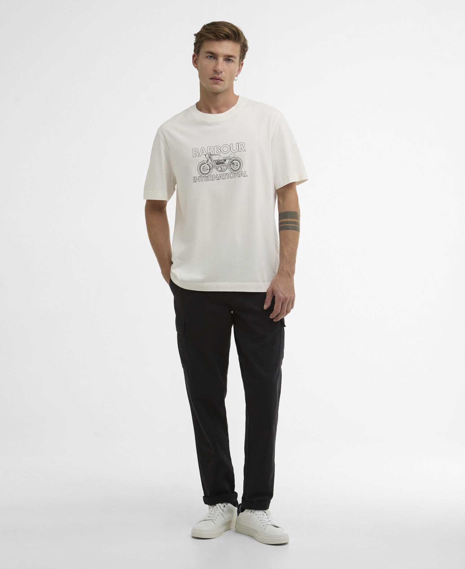 T-Shirt Cowl Motorbike Graphic Whisper White