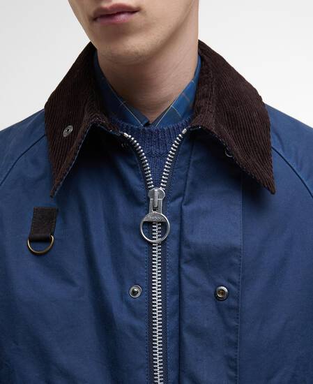 Spey Slim Waxed Jacket Washed Cobalt
