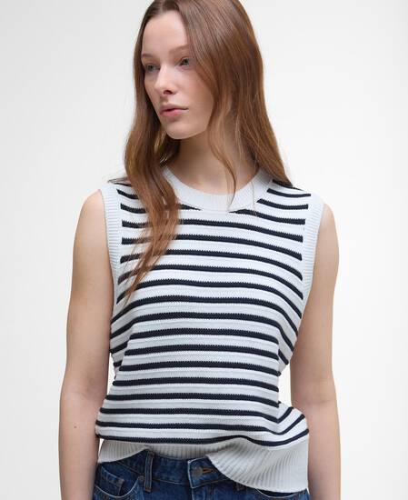 Emberly Striped Sweater Vest Cloud/Navy