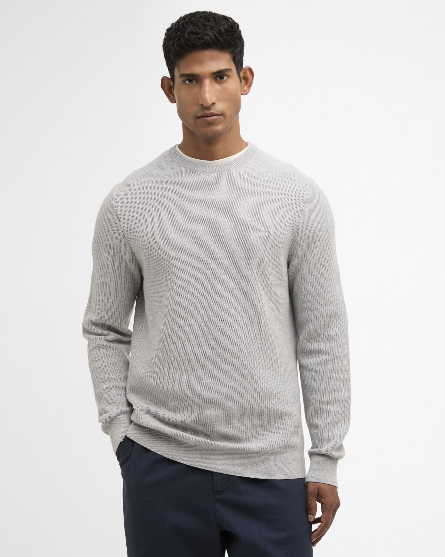 Pullover Essential Honeycomb Rundhalsausschnitt Grey Marl