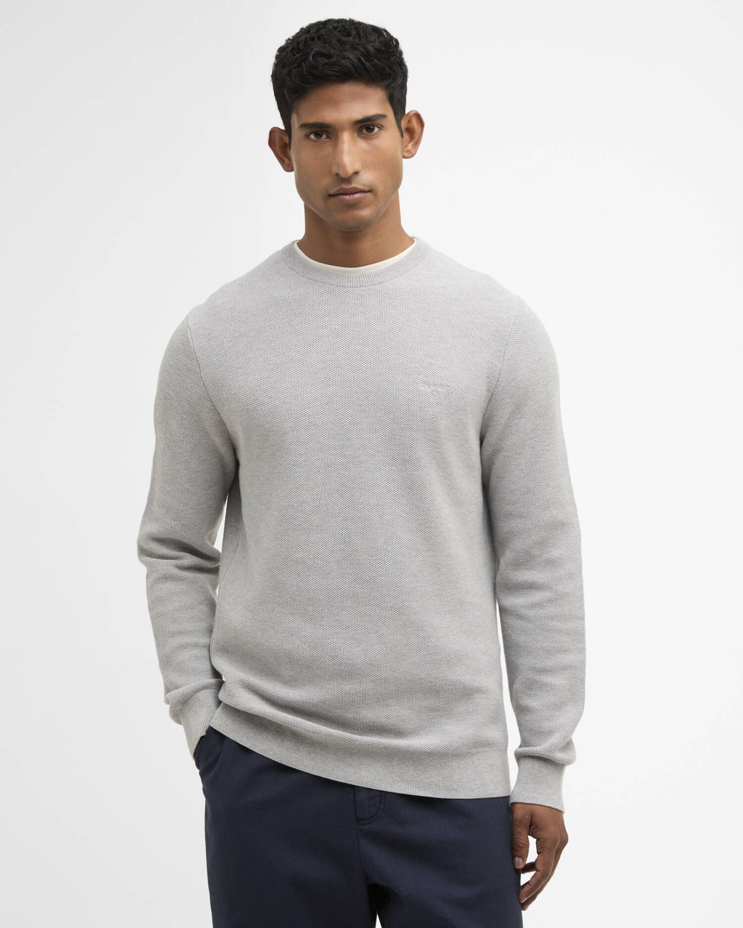Pullover Essential Honeycomb Rundhalsausschnitt Grey Marl image number 0