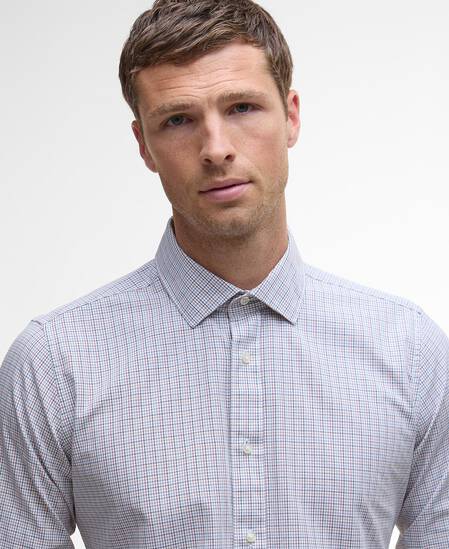 Carlton Tattersall Tailored Long-Sleeved Shirt Navy
