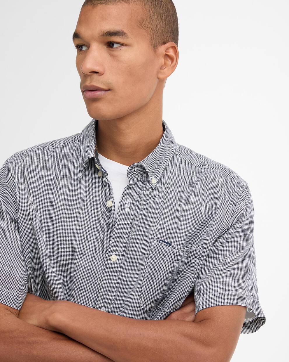 Camicia a maniche corte in lino leggermente aderente Linton