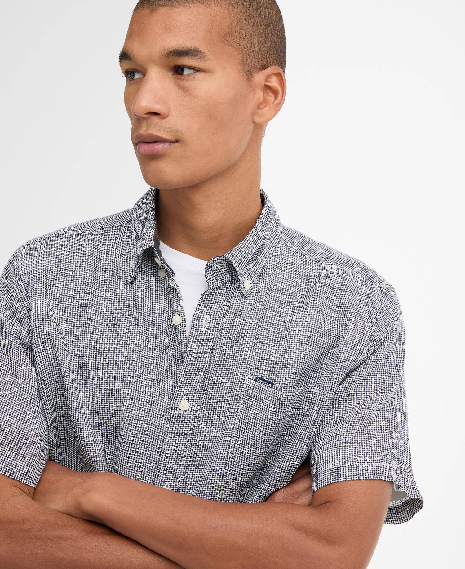Linton Linen Short-Sleeved Tailored Shirt Dark Navy image number 3