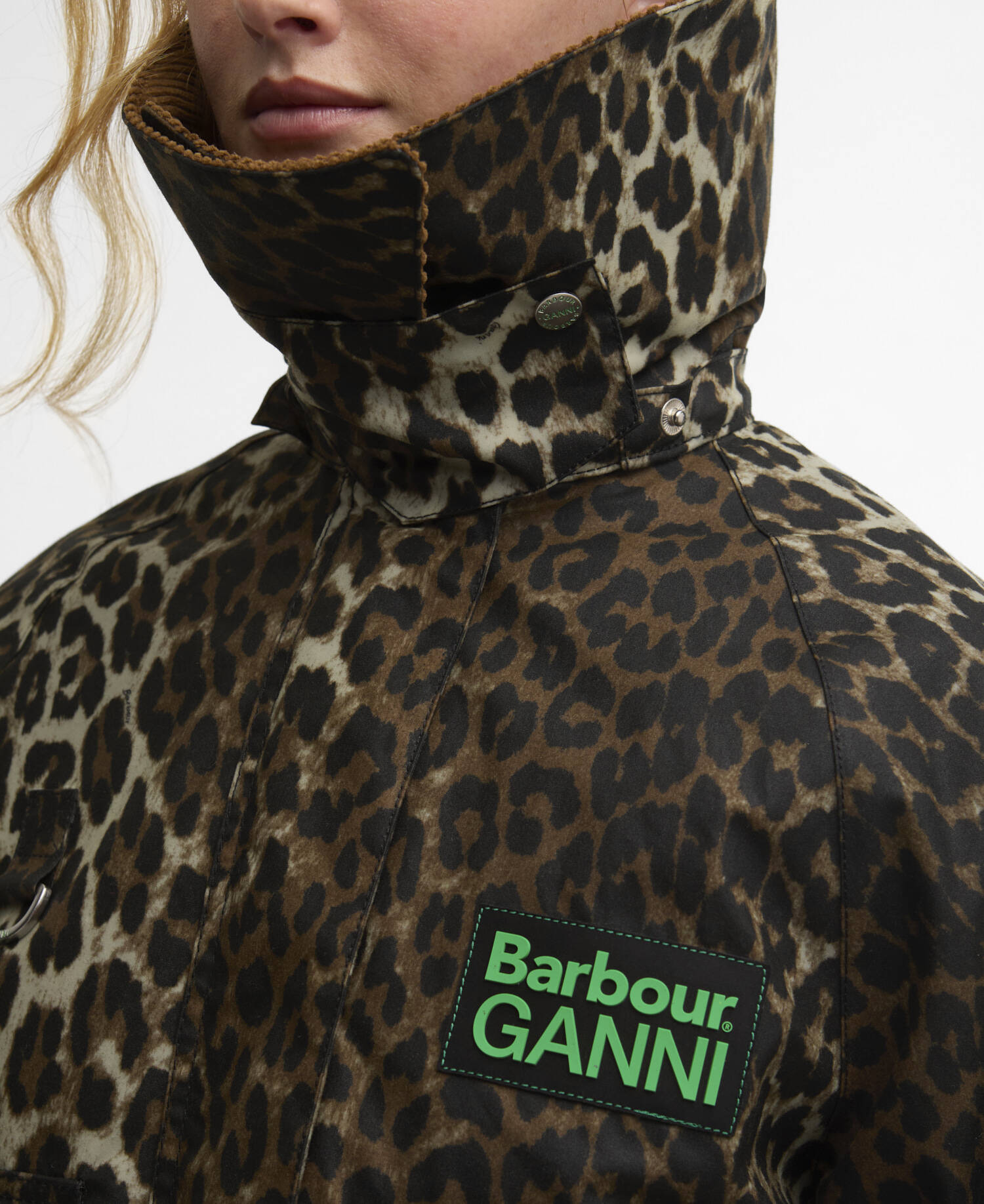 Barbour x GANNI Leopard Print Waxed Anorak Leopard Print/Classic image number 5