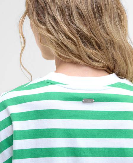 T-shirt oversize Abby con motivo a righe White/Kelly Green
