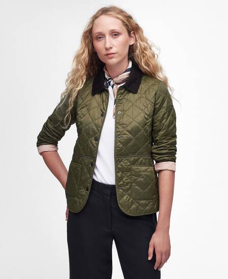 Deveron Quilted Jacket Olive-Pale Pink