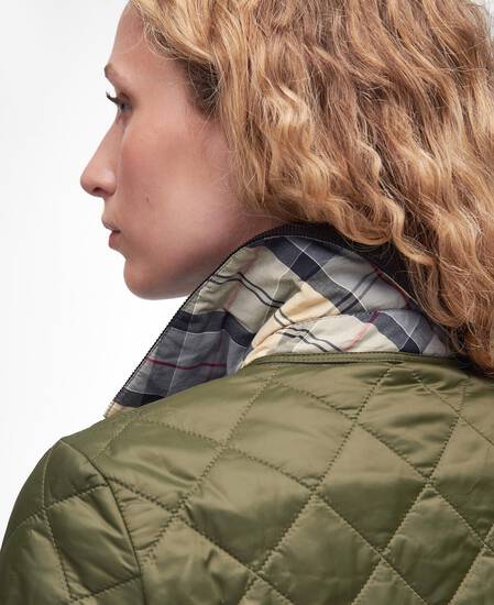Deveron Quilted Jacket Olive-Pale Pink