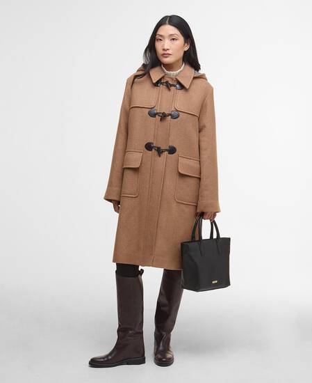 Melody Wool Duffle Coat Camel/Hessian Tartan