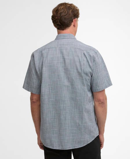 Fleming Linen Blend Regular Short-Sleeved Shirt Navy