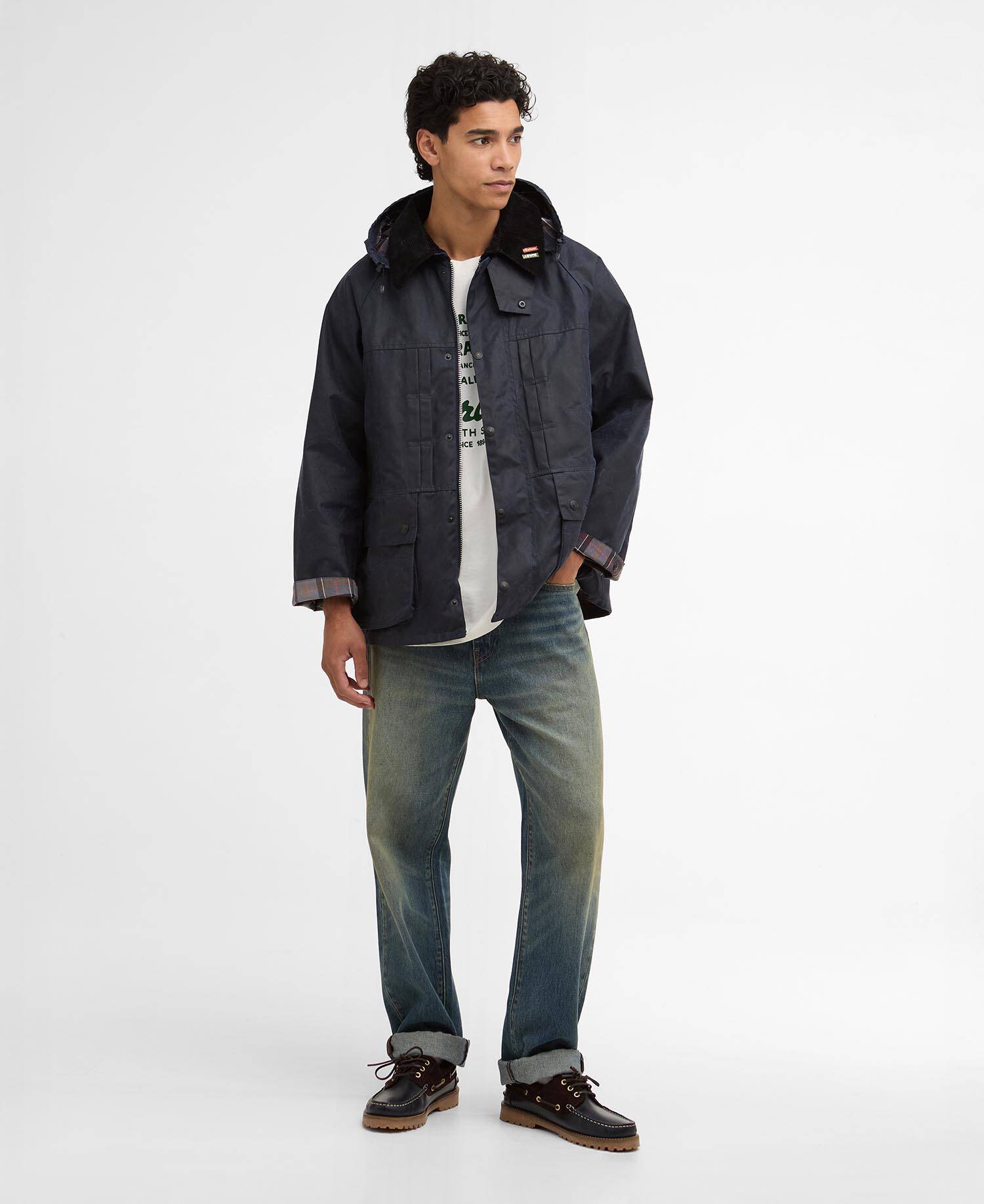 Barbour x Levi's Oversized Bedale Waxed Jacket Royal Navy image number 3