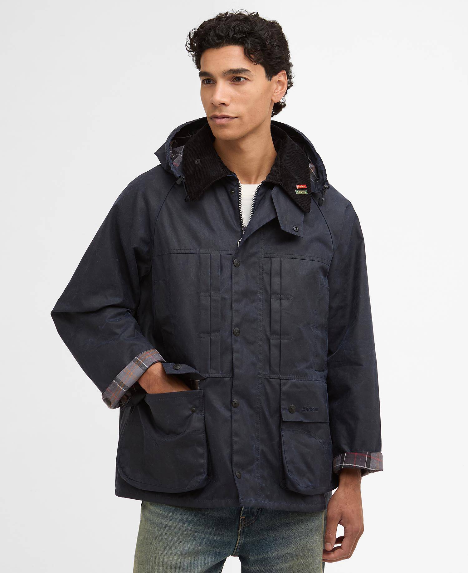 Barbour x Levi's Oversized Bedale Waxed Jacket Royal Navy image number 1