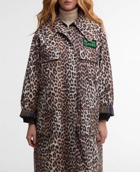 Parka impermeabile con stampa leopardata Barbour x GANNI Ganni Leopard Print