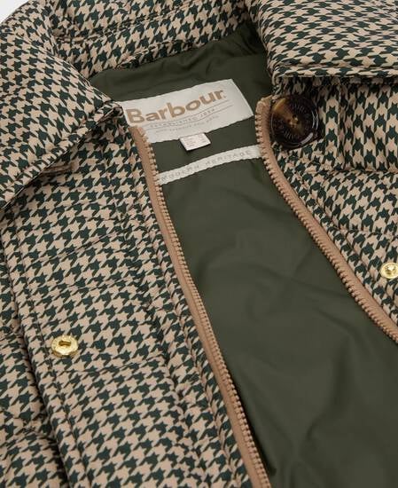 Giacca trapuntata con motivo a quadri Laoise Sage Houndstooth/Sand Dune