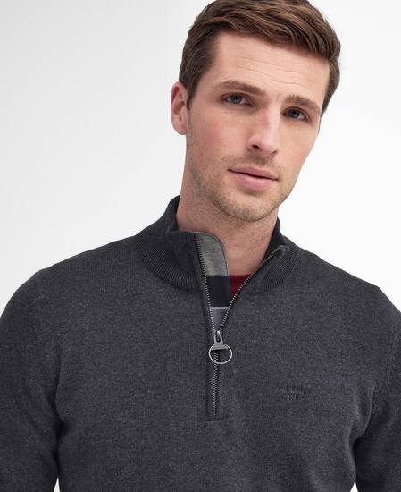 Cotton Half-Zip Jumper Charcoal